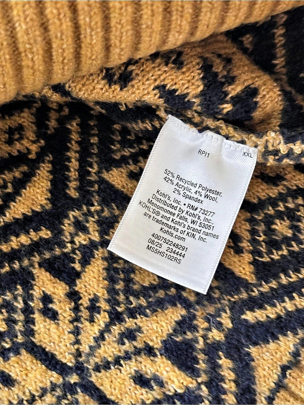 Sonoma Men's Wool blend Skier snowflake Sweater  Size XXL New with tag - Picture 4 of 8